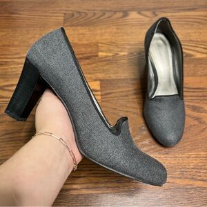 Liz Claiborne Joanne herringbone tweed block heel pumps size 8.5